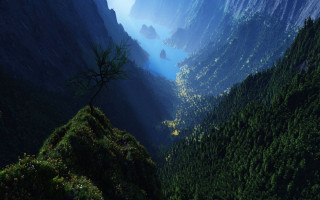 Valley tree mountains sky nature - a view of a valley free wallpaper