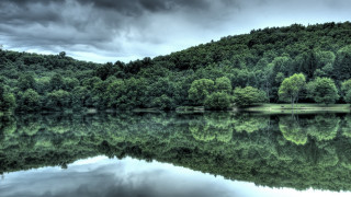 Lake forest mountain cloudy sky 6 - reflective free wallpaper