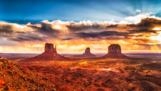 Desert sunset mountain clouds sunbeam - free sunset wallpaper