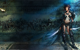Woman sword fantasy armor night - armor and armor free wallpaper