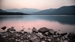 Lake rocks water mountains dusk - rock and water free wallpaper for desktop