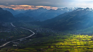 Valley river mountains sunset heidelberg - a view of a valley free wallpaper