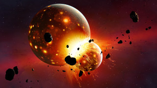 Space planet starship aurora night - a star in the middle free wallpaper for desktop