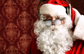 Santa man sunglasses red background - a red wall free wallpaper
