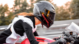 Woman motorcycle blackwhite dress helmet - yukito kishiro free wallpaper