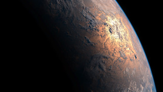 Red planet closeup brightlight darkspace - a red planet free wallpaper