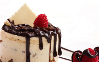 Chocolate raspberry dessert stilllife food - a white plate free wallpaper for desktop