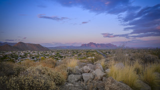 Desert dirt road mountains sunset - dusk free wallpaper for desktop