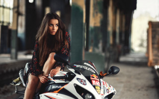 Woman motorcycle train station blurry - aestheticism free wallpaper for desktop