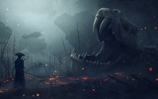 Man dinosaur forest hat fire - a forest next free wallpaper