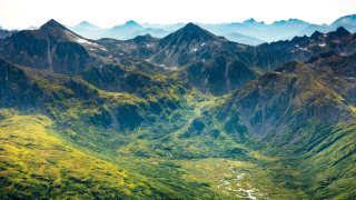 Valley mountains river nature scene - a view of a valley free wallpaper
