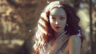 Woman butterfly curly hair fantasy - charlie bowater free wallpaper