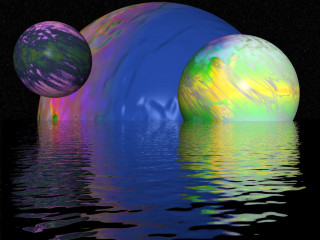 Floating balls water reflection astronaut - the water next free wallpaper