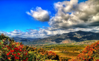 Scenic valley mountains clouds autumn 2 - a scenic view of a valley free wallpaper for desktop