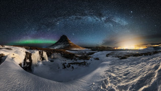 Mountain aurora starry sky space - star above free wallpaper
