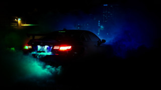 Dark street car smoke glowing - a dark street free wallpaper