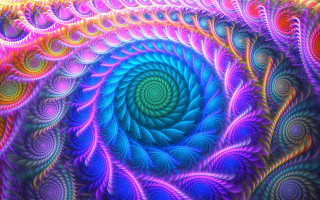 Colorful spiral mandelbrot psychedelic glowing - a green center free wallpaper for desktop