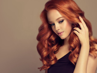 Red hair curly wavy portrait - long red hair free wallpaper