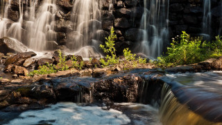 Waterfall trees reflection nature landscape - a bunch of water free wallpaper