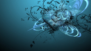 Heart vines leaves blue gothic - object free wallpaper