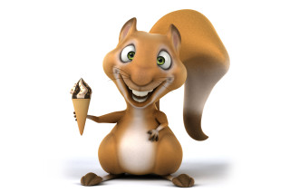 Cartoon squirrel icecream smile green - a big grin free wallpaper