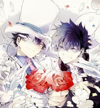 Anime characters hats flowers hands - a rose free wallpaper for tablet