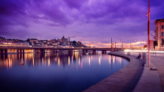 City skyline bridge river night 101 - free city wallpaper