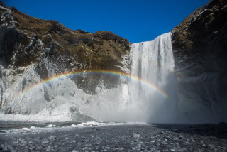 Iceland waterfall rainbow mountains nature - allan linder free wallpaper