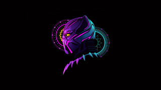 Purple blue animal yellow eye - vector art free wallpaper