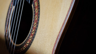 Guitar strings black background red - folk art free wallpaper