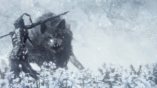 Wolf horned runner snowy forest - bloodborne free wallpaper