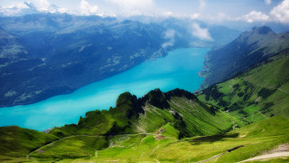 Lake mountains plane view naturalism - surrounding free wallpaper
