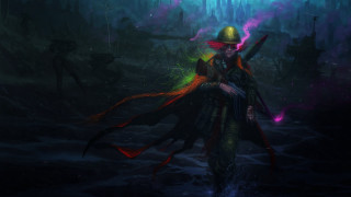 Fire hat red hair gun - dystopian art free wallpaper for desktop