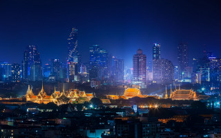 City skyline night lights buildings - arthur pan free wallpaper