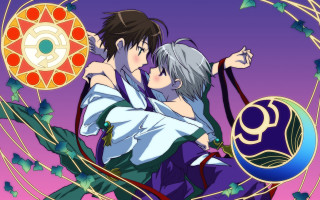 Couple hugging purple background leaves - a couple of people free wallpaper