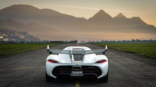 White sports car mountains sunset - a white sports car free wallpaper for desktop