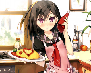 Girl kitchen food wine heart - cookie free wallpaper