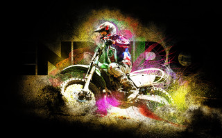 Dirt bike rider colorful spray - a dirt bike free wallpaper