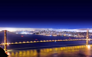 Night bridge city lights water 5 - free airplane wallpaper for desktop