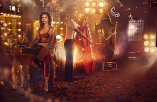 Woman musical instrument man suit - musical free wallpaper for desktop