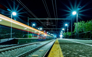 Train station night cityscape light - the track free wallpaper