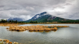 Lake mountain grass cloudy sky - anthony s waters free wallpaper