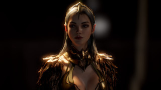 Fantasy woman golden armored wings - cedric peyravernay free wallpaper