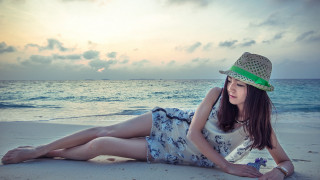 Woman beach hat dress flower - hat free wallpaper for desktop