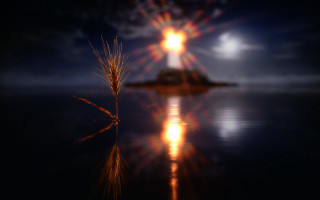 Island cross ocean night radiant - the middle of the ocean free wallpaper