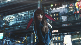 Woman blue outfit bunny ears - a blue outfit free wallpaper
