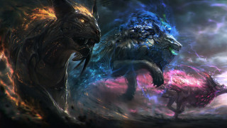 Fire ice night sky epic - a couple of animals free wallpaper