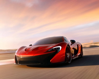 Red sports car sunset road 4 - a red sports car free wallpaper