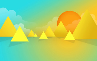 Colorful sky sun pyramids flat - the middle of the image free wallpaper