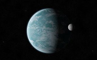 Blue planet white moon space - a black sky free wallpaper for desktop